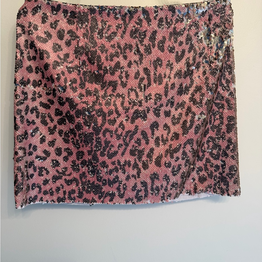 Free People Skinny Sequin Leopard Mini Skirt - Picture 2 of 5